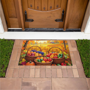 Colourful Autumn Harvest Baskets Doormat