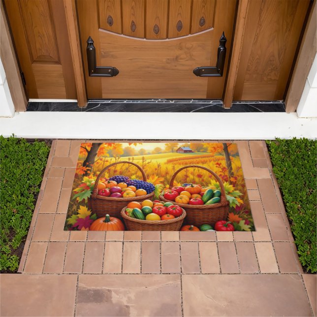 Colourful Autumn Harvest Baskets Doormat (Outdoor)