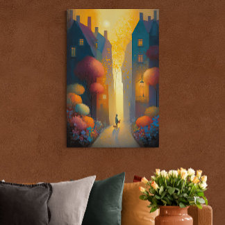 Colourful Autumn in Small Village AI Art Poster