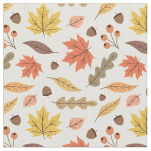 Colourful Autumn Leaf Fall Pattern Fabric