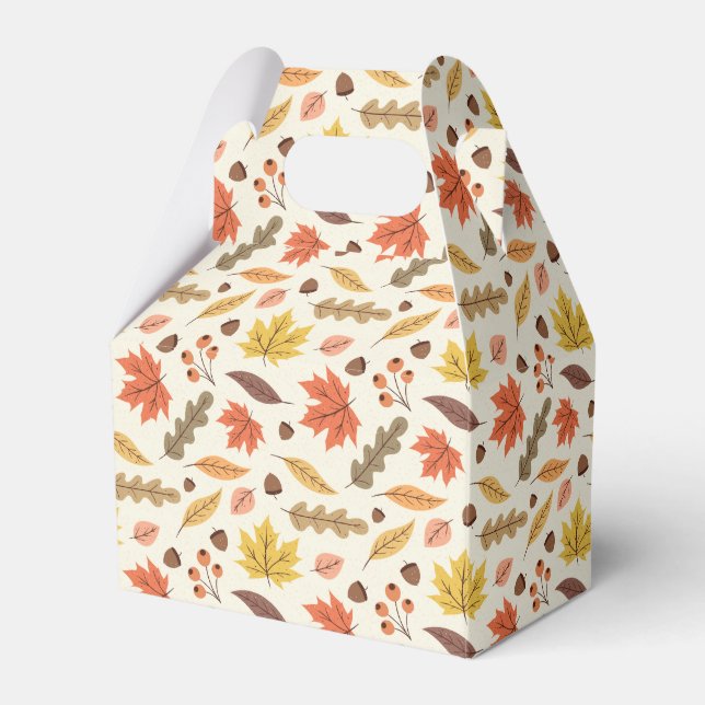 Colourful Autumn Leaf Fall Pattern Favour Box (Front Side)