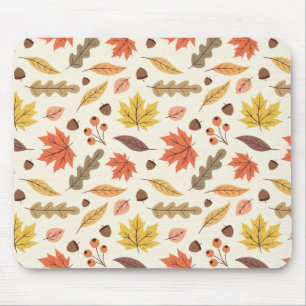 Colourful Autumn Leaf Fall Pattern Mouse Mat