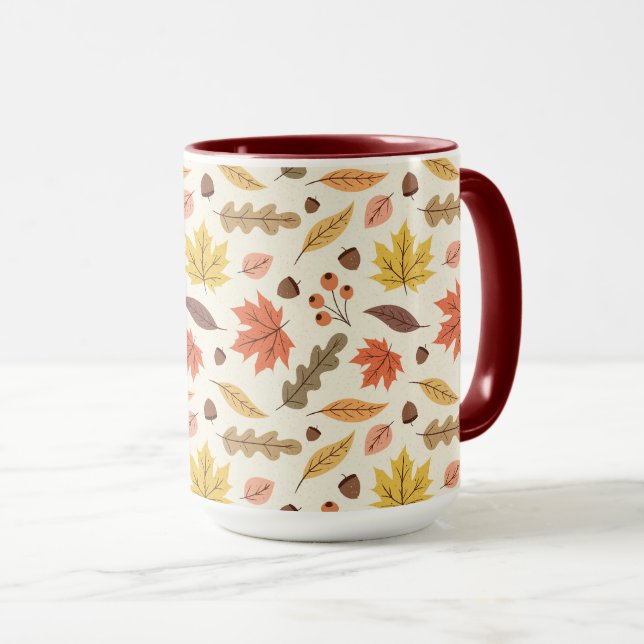 Colourful Autumn Leaf Fall Pattern Mug (Front Right)
