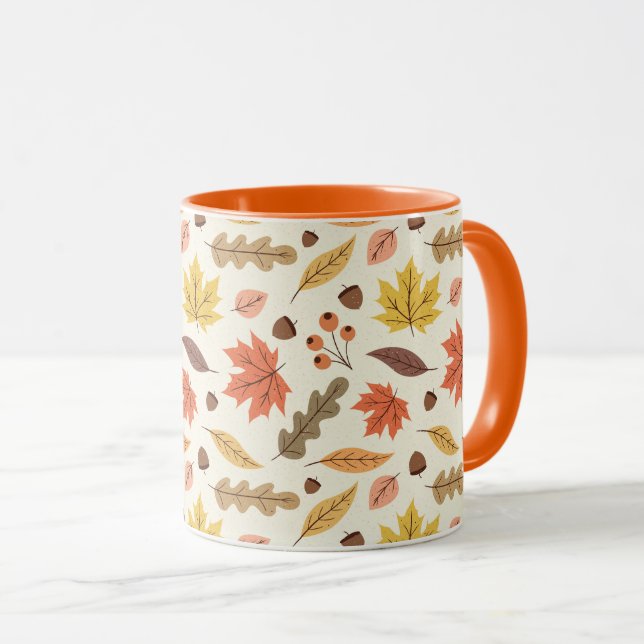 Colourful Autumn Leaf Fall Pattern Mug (Front Right)