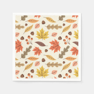 Colourful Autumn Leaf Fall Pattern Napkin