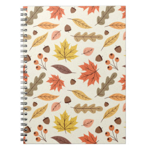 Colourful Autumn Leaf Fall Pattern Notebook