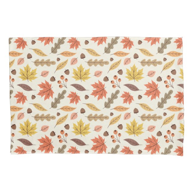 Colourful Autumn Leaf Fall Pattern Pillowcase (Front)