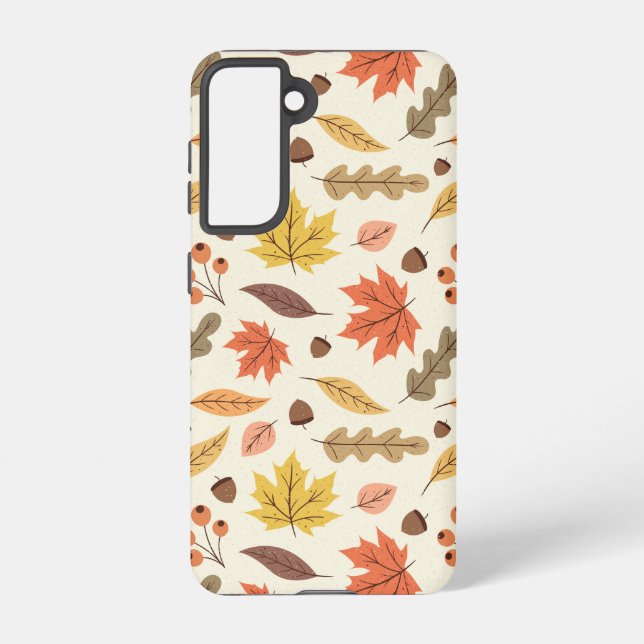 Colourful Autumn Leaf Fall Pattern Samsung Galaxy S21 Case (Back)