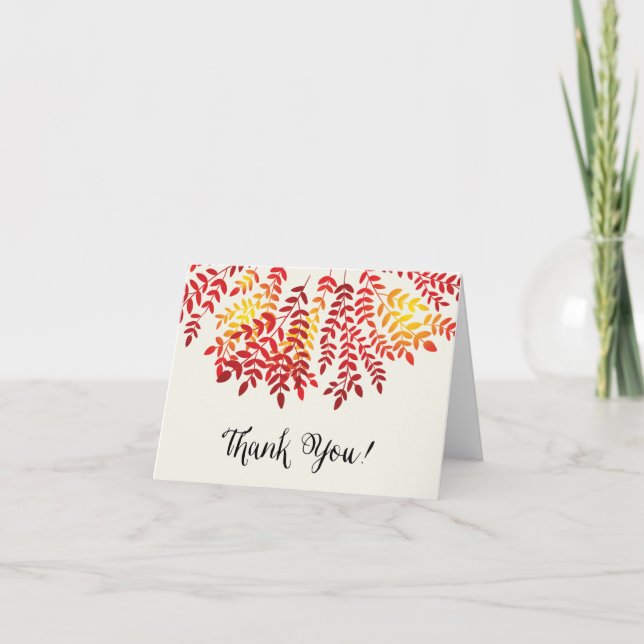 Colourful Autumn Leaf Thank You Note Card (Front)