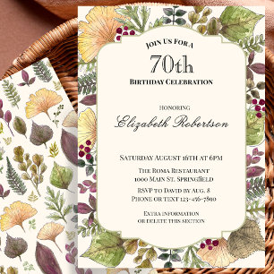 Colourful Autumn Leaves 70th Birthday Party Invitation
