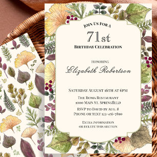 Colourful Autumn Leaves 71st Birthday Party Invitation