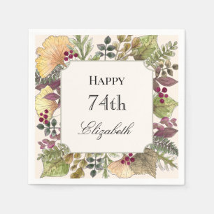 Colourful Autumn Leaves 74th Birthday Napkin