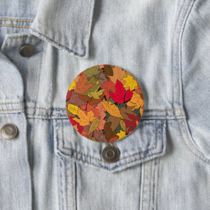 Colourful autumn leaves 7.5 cm round badge
