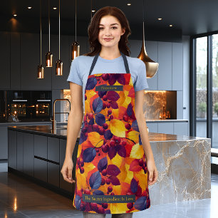 Colourful Autumn Leaves and Berries Design Apron