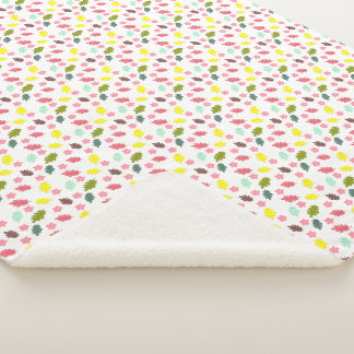 Colourful Autumn Leaves & Blossoms Sherpa Blanket