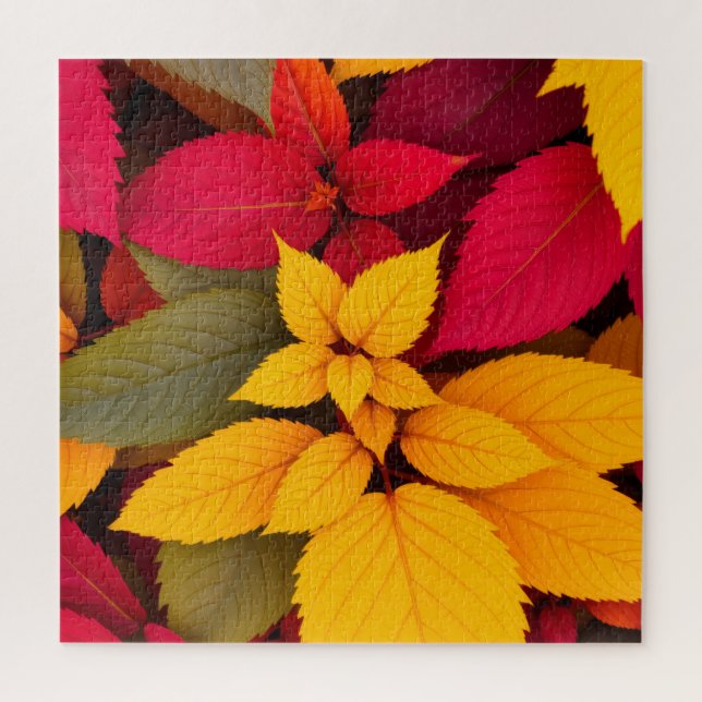 Colourful Autumn Leaves Botanical Design Jigsaw Puzzle (Vertical)