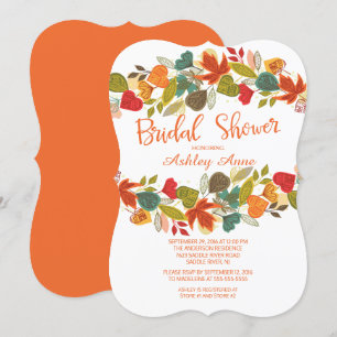 Colourful Autumn Leaves Bridal Shower Invitation