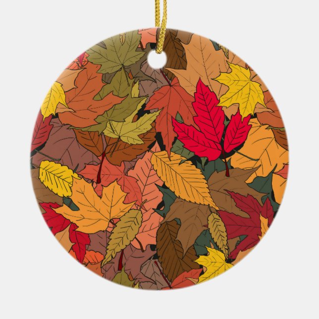 Colourful autumn leaves ceramic tree decoration (Front)
