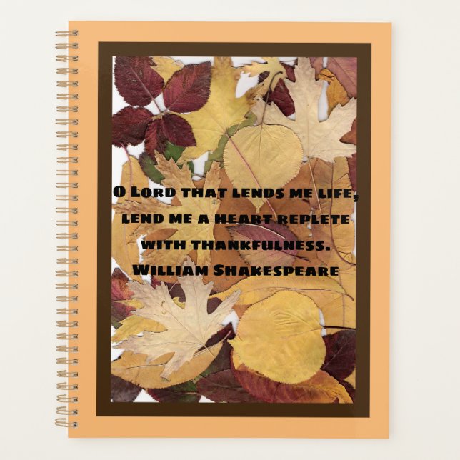 Colourful Autumn Leaves Collage Thankfull Quote Planner (Front)