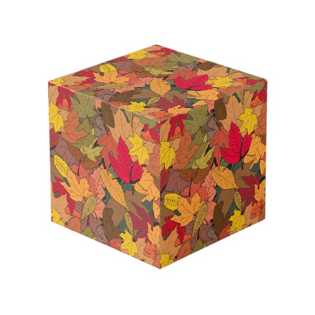Colourful autumn leaves cube (Front Angled)
