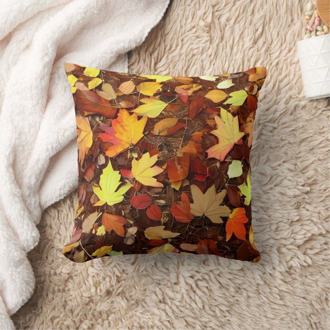Colourful Autumn Leaves Cushion (Blanket)