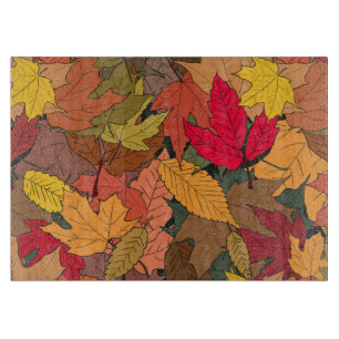 Colourful autumn leaves cutting board