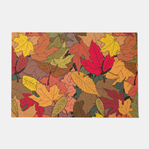 Colourful autumn leaves doormat