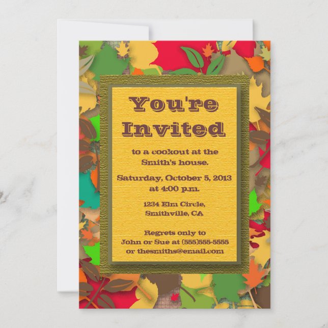 Colourful Autumn Leaves Fall Cookout Invitation (Front)