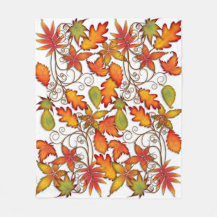 Colourful Autumn Leaves Fleece Blanket