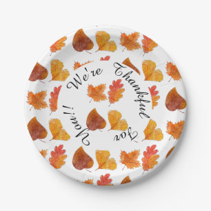 Colourful Autumn Leaves Foliage Celebration Desser Paper Plate