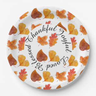 Colourful Autumn Leaves Foliage Celebration Party Paper Plate