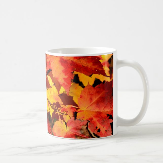 Colourful Autumn Leaves, gold red orange maple lea Coffee Mug (Right)