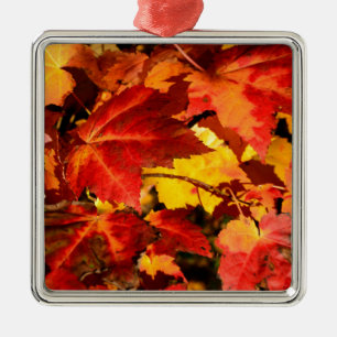 Colourful Autumn Leaves, gold red orange maple lea Metal Tree Decoration