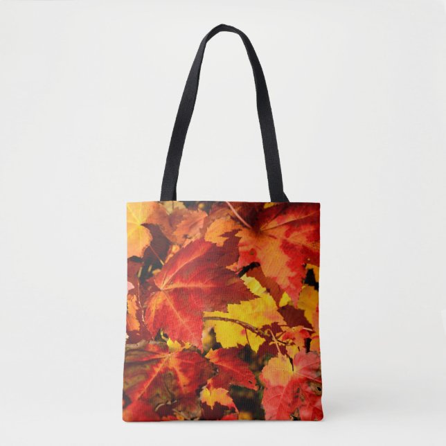 Colourful Autumn Leaves, gold red orange maple lea Tote Bag (Front)