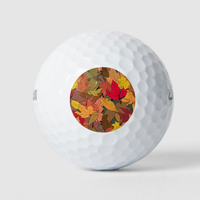 Colourful autumn leaves golf balls (Front)
