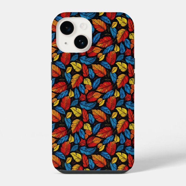 Colourful Autumn Leaves in Vibrant Pattern iPhone Case (Back)