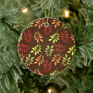 Colourful Autumn Leaves in Warm Tones Ceramic Orna Ceramic Tree Decoration