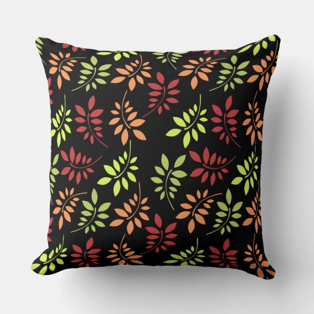 Colourful Autumn Leaves in Warm Tones Cushion (Front)