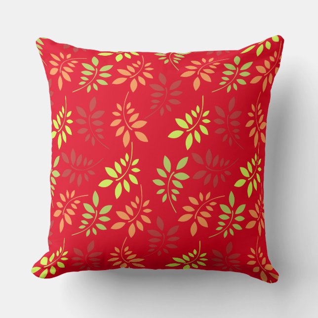 Colourful Autumn Leaves in Warm Tones Cushion (Front)