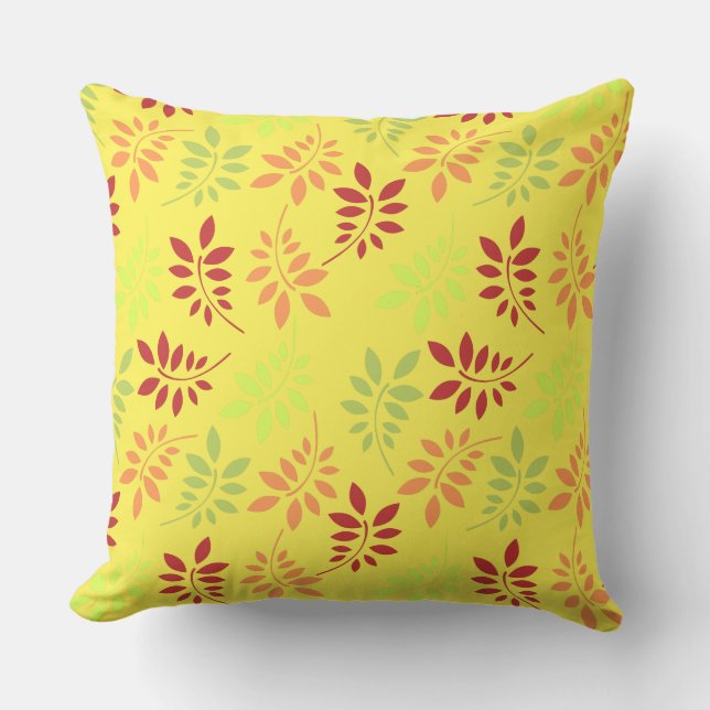 Colourful Autumn Leaves in Warm Tones Cushion (Front)