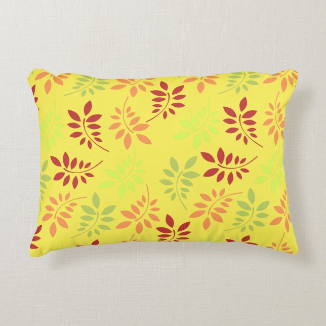 Colourful Autumn Leaves in Warm Tones Decorative Cushion (Front)