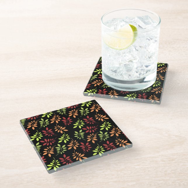 Colourful Autumn Leaves in Warm Tones Glass Coaste Coaster (Angled)