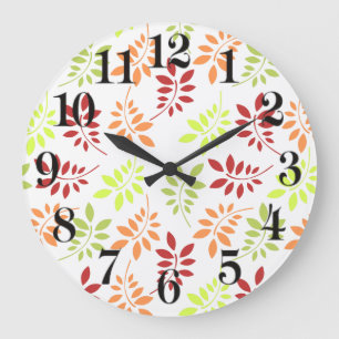 Colourful Autumn Leaves in Warm Tones Large Clock
