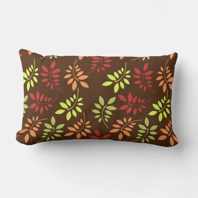 Colourful Autumn Leaves in Warm Tones Lumbar Cushion (Front)