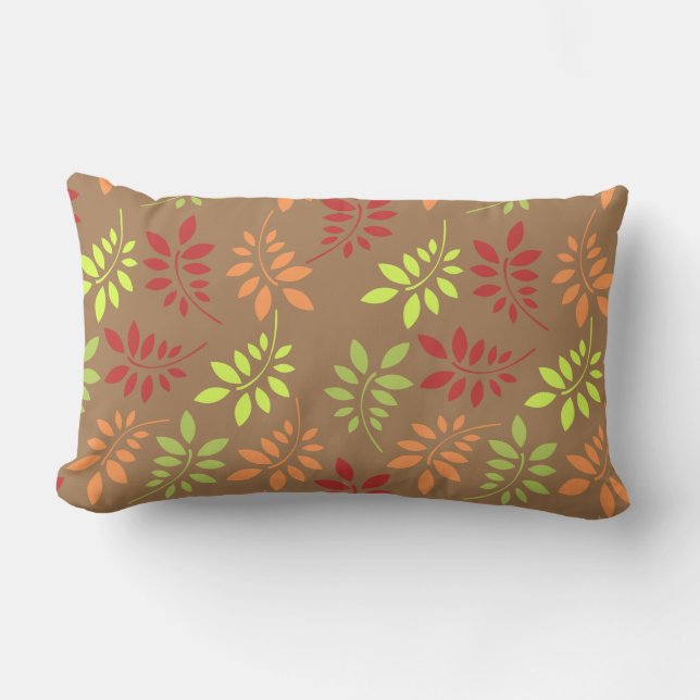 Colourful Autumn Leaves in Warm Tones Lumbar Cushion (Front)