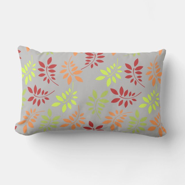 Colourful Autumn Leaves in Warm Tones Lumbar Cushion (Front)