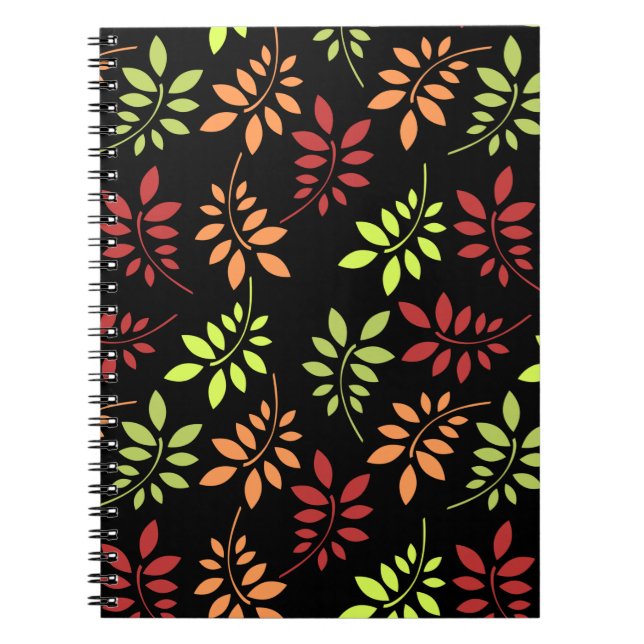 Colourful Autumn Leaves in Warm Tones Notebook (Front)