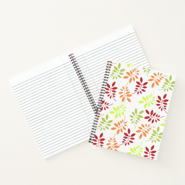 Colourful Autumn Leaves in Warm Tones Notebook (Inside)