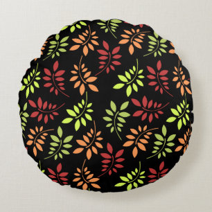 Colourful Autumn Leaves in Warm Tones Round Cushion