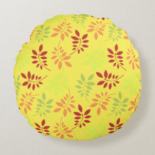 Colourful Autumn Leaves in Warm Tones Round Cushion